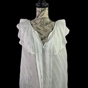 Nanette Lepore Women’s Sheer sleeveless Blouse Polyester White Pullover Small